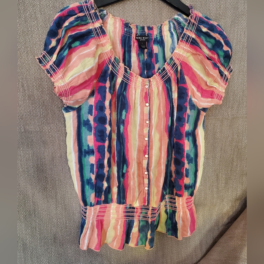 Lare Nine West Multicolor Striped Blouse